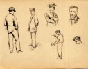 Dibujo a tinta. Título Grupo de personajes zaragozanos. 