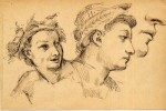 Dibujo a tinta. Título: Rostros miguelangelescos. 