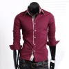 D2K NEW MEN'S CLOTHING SLIM LINE PREMIUM CHECK POINT SHIRTS 3SIZE 321 WINE 