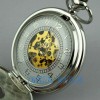 New Shiny Silver See Through Mechanical Pocket Watch 