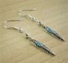 Vintage Silver Native American Western Turquoise Feather Charm Earrings NEW 