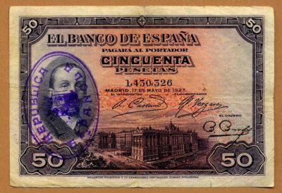 billetes resello aguila san juan - Billetes republicanos con resello de Franco FALSO (Águila de San Juan) - Página 1 4eff50419fc4b9
