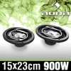 PAREJA ALTAVOCES COCHE CAR AUDIO 900 VATIOS MAX CUBIERTA METAL PLATA 15X23CM PRO 