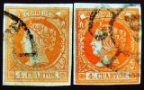 1860 ED#52&52aº 4cu naranja & naranja oscuro **SELLO TIPO & VARIEDAD DE COLOR** 