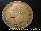 $WHOLESALE_COINS€ ALFONSO XII 5 PESETAS PLATA 1878 *18 *7 EMM MUY ESCASA OCASIÓN 