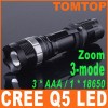 3 Modes Zoom Super Bright CREE Q5 LED Flashlight Torch 