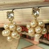 Fashion Women Pearls Rhinestone Hollowed Solid Disco Balls Stud Drop Earrings 