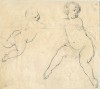 Dibujo a lápiz. Dos putti. 
