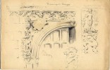 Dibujo a lápiz. Titulo: Telieves decorativos de una portada burgalesa. 