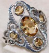 Natural Citrine 925 Solid Sterling Silver Victorian Style Filigree Ring Sz 6.75 