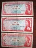 East Caribbean 1965 (3) 1$ Circulated notes with 