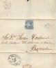 Año 1865 edifil 75 4c  env. matasellos rueda de carreta 56 Santiago y Cartero 