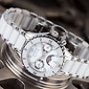  DETOMASO RELOJ MUJER ACERO CERÁMICA BLANCO FECHA ELEGANTE FASE LUNAR NUEVO 