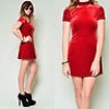  Vintage 80s 90s Red Velvet Grunge Bandage Goth Party Club Micro Mini Dress XS S 