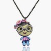  Crystal Gem Enamel 3D Cute Girl Black Chain Necklace Pendant T02B2416K 