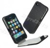  Black Carbon Fiber Leather Case Cover for iPhone 4G Hydp 