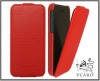  iPhone 5 Real Leather Flip Case by Pcaro Red 