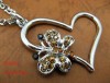  New Fashion Wonderful Heart Brown Butterfly Rhinestone Crystal Necklace HN0032 