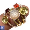  SR180918 Two Tone Face Carved Rose Quartz 925 Sterling Silver Ring Jewelry s 7 5 