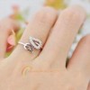  Noble Elegant Fashion Lady Bright Silver 2 Leaves Alloy Rhinestone Ring R1BO 