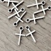  150 Tiebt Tibetan Silver Antique Religious Cross Charm Pendant Findings TS0479 