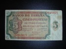  España Spain Billete de 5 Pestea Burgos de 1938 